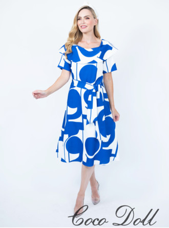 Nala Dress - Royal/White (Coco Doll)